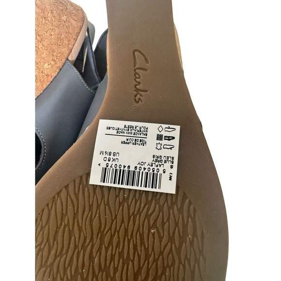 Clarks Lafley Joy Color Blue Grey Sandals Wedge Size 8.5 - Picture 9 of 16